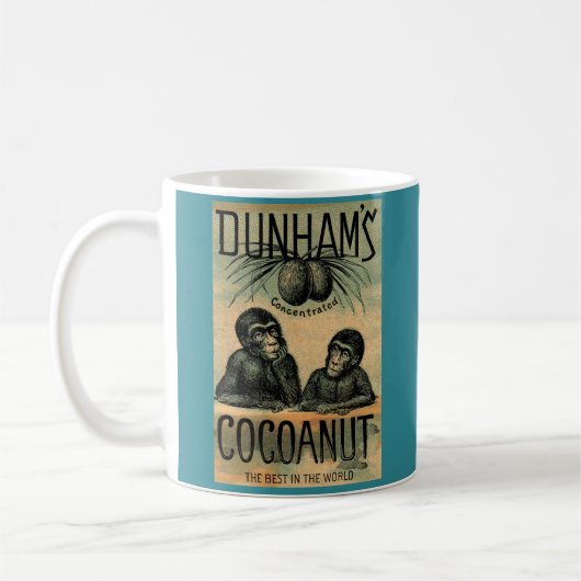 Victoriaans handelskaart: Dunham's Cocoanut Koffiemok (Links)