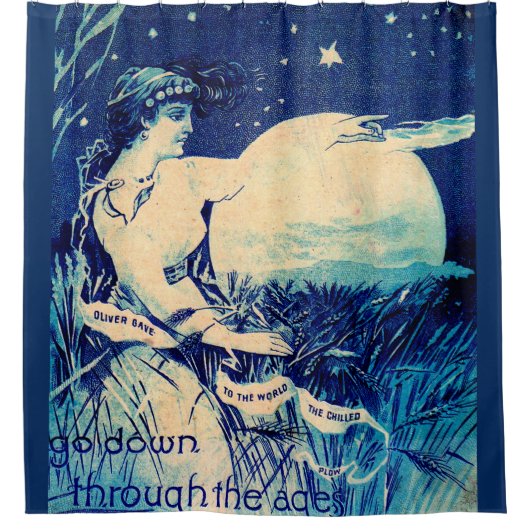 Victoriaans handelskaart Oliver Chill Plow Douchegordijn (Voorkant)