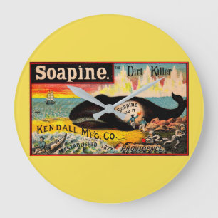 Victoriaans handelskaart Soapine de Dirt Killer Grote Klok