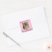 Victoriaans Happy Birthday Kat Wishes Vierkante Sticker (Envelop)
