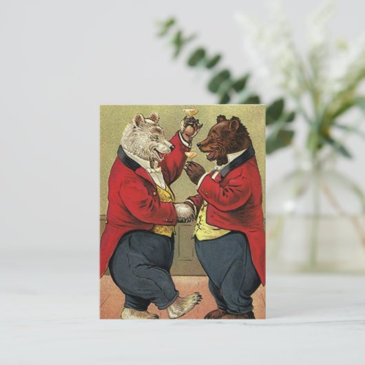  Victoriaans Happy, Gay, dansende Beren (Staand voorkant)