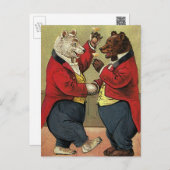  Victoriaans Happy, Gay, dansende Beren Briefkaart (Voorkant / Achterkant)