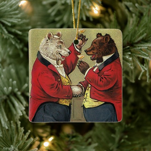 Victoriaans Happy, Gay, dansende Beren Keramisch Ornament (Boom)