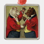  Victoriaans Happy, Gay, dansende Beren Metalen Ornament (Voorkant)