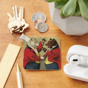  Victoriaans Happy, Gay, dansende Beren Sleutelhanger