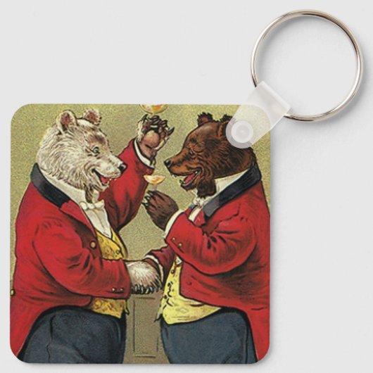  Victoriaans Happy, Gay, dansende Beren Sleutelhanger (Achterkant)