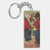  Victoriaans Happy, Gay, dansende Beren Sleutelhanger (Voorkant Links)
