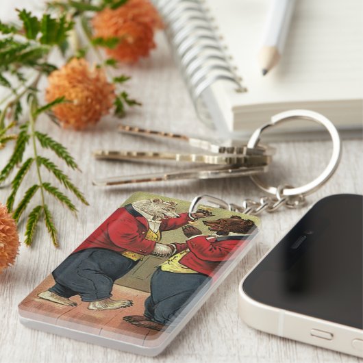  Victoriaans Happy, Gay, dansende Beren Sleutelhanger (Voorkant Rechts)