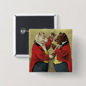  Victoriaans Happy, Gay, dansende Beren Vierkante Button 5,1 Cm (Voorkant /achterkant)