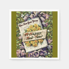  Victoriaans Happy Nieuwjaar Papier Napkins Servet