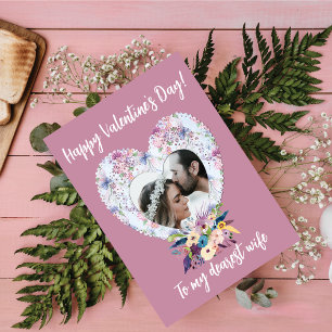 Victoriaans hart Floral Happy Valentijnsdag vrouw Feestdagenkaart