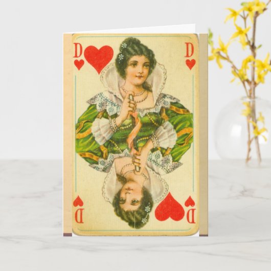Victoriaans hartenkoningin kaart (Gele Bloem)