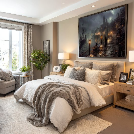 Victoriaans haven bij nacht: Vissen Village Poster