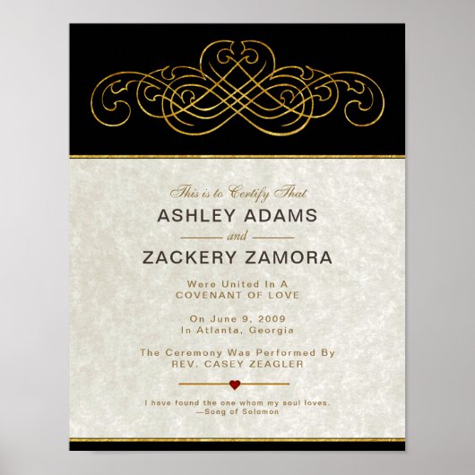  Victoriaans hedendaags huwelijkscertificaat Poster (Voorkant)