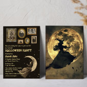 Victoriaans heks eigenaardigheden Halloween Party Kaart