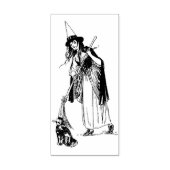 Victoriaans heks en zwarte kattekern rubberstempel (Afrduk)