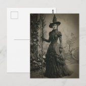 Victoriaans heks Sepia Portret Briefkaart (Voorkant / Achterkant)