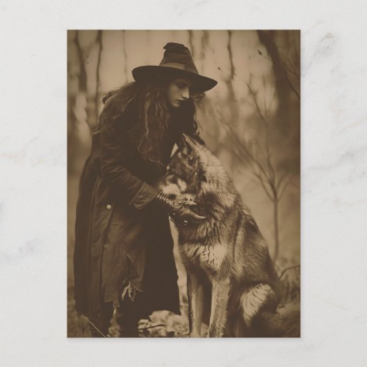 Victoriaans Heks Sepia Portretstijl 4 Briefkaart (Voorkant)