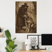 Victoriaans Heks Sepia Portretstijl 4 Poster (Thuiskantoor)