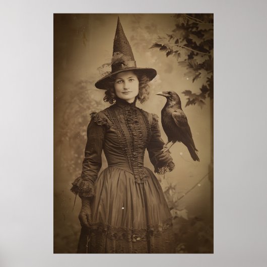 Victoriaans Heks Sepia Portretstijl 5 Poster (Voorkant)