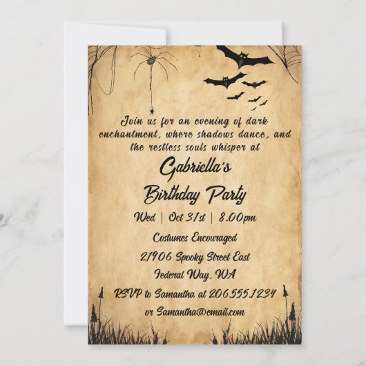 Victoriaans hekserij  Halloween volwassen partij Kaart (Achterkant)