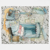  Victoriaans hemelbed op een kanten achtergrond Fleece Deken (Voorkant (Horizontaal))