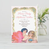  Victoriaans hennen Party Invitation Kaart (Staand voorkant)