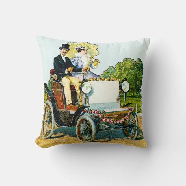  Victoriaans heren en Lady Motorists Kussen (Voorkant)