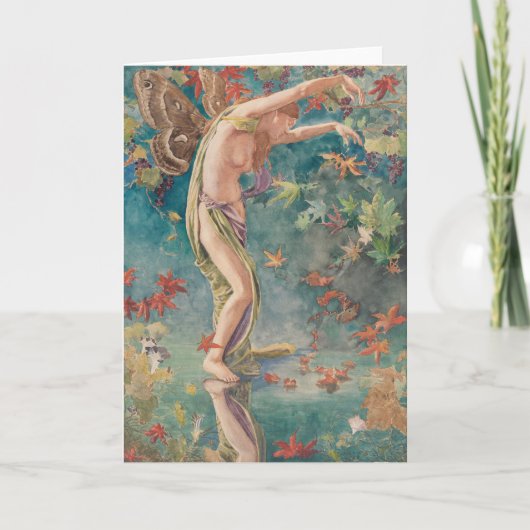 Victoriaans herfstverstrooiende bladeren Kaart (Voorkant)