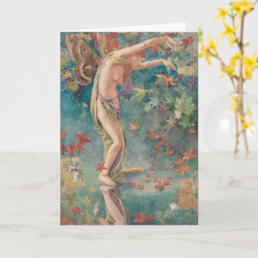 Victoriaans herfstverstrooiende bladeren Kaart (Gele Bloem)