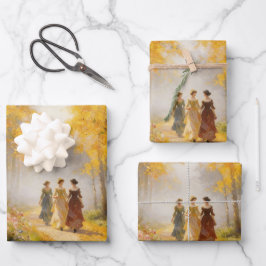 Victoriaans herfstwandelcadeaupapier inpakpapier vel