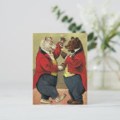 Victoriaans het dansen Beren sparen de Datum Aankondigingskaart (Staand voorkant)