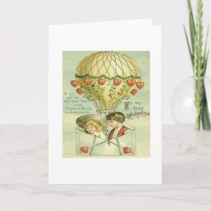 Victoriaans Hete Luchtballon Valentijnsdag Kaart