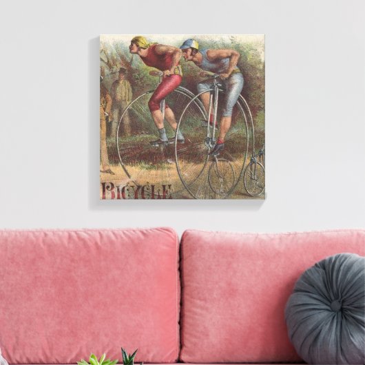 Victoriaans High Wheel Fietsen Canvas Afdruk (Insitu (Woonkamer))