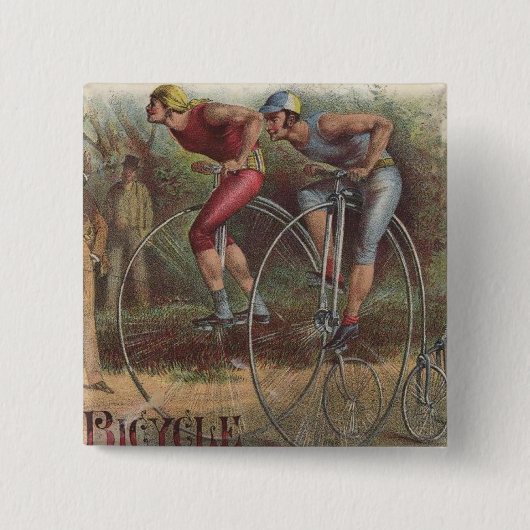 Victoriaans High Wheel Fietsen Vierkante Button 5,1 Cm (Voorkant)