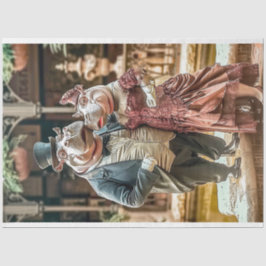 Victoriaans Hippo paar Decoupage Tissuepapier