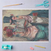 Victoriaans Hippo paar in Blauwgroen kleding Decou Tissuepapier (Craft)