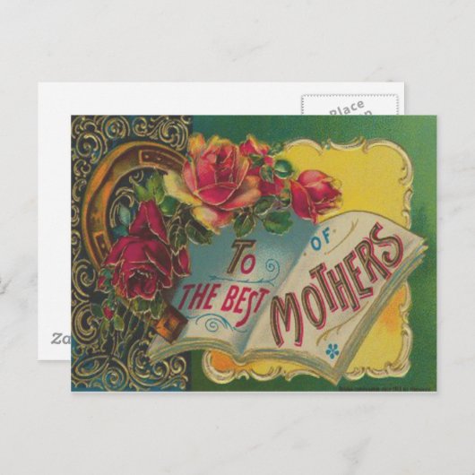 Victoriaans Hoefijzer Moederdag Kaart (Voorkant / Achterkant)