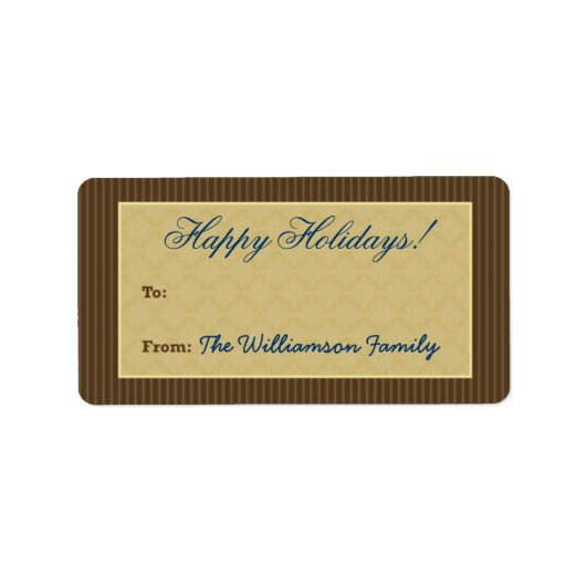 Victoriaans Holiday Gift Label (chocolade) (Voorkant)