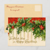 Victoriaans Holly Christmas Briefkaarten (Voorkant / Achterkant)