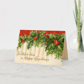 Victoriaans Holly Christmas Kaart (Voorkant)