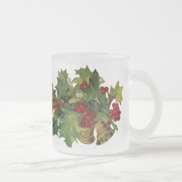 Victoriaans Holly Frosted kerstMok Matglas Koffiemok