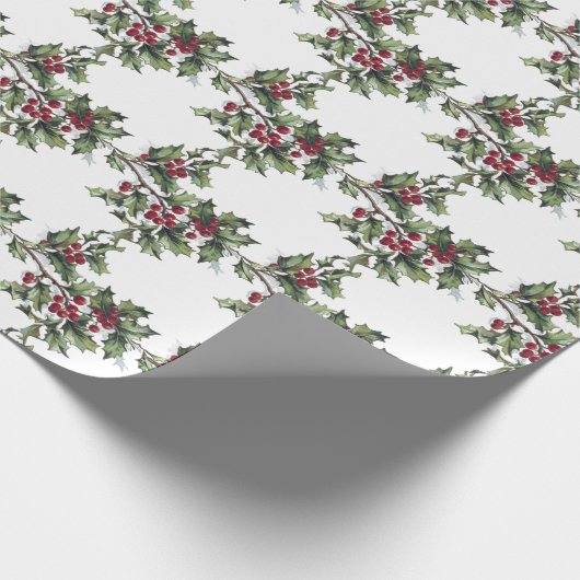 /Victoriaans Holly Kerstmis Cadeaupapier (Hoek)