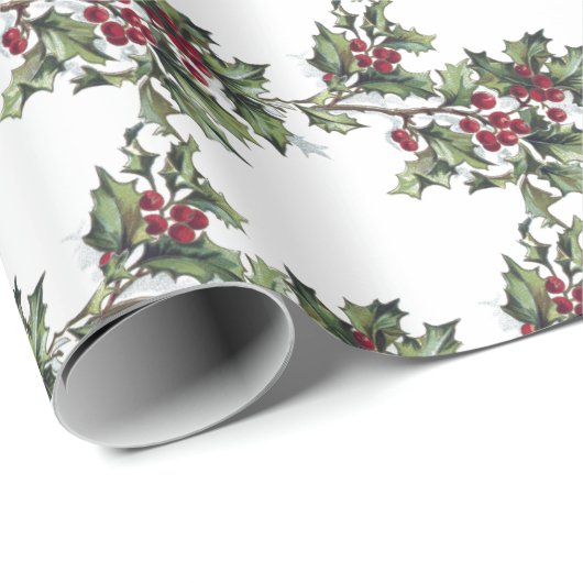 /Victoriaans Holly Kerstmis Cadeaupapier (Rol Hoek)