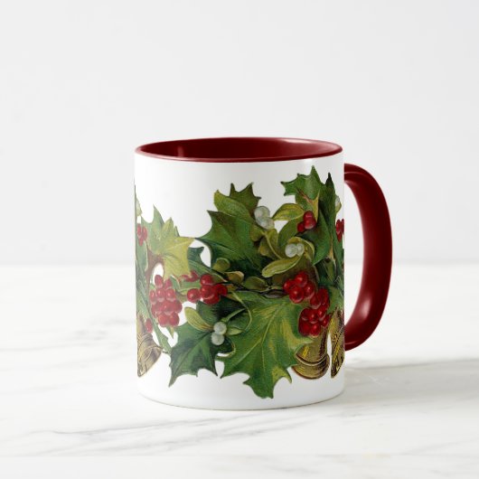 Victoriaans Holly-kerstMok Mok (Voorkant rechts)