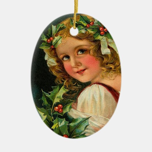 Victoriaans Holly Kerstversiering Keramisch Ornament (Voorkant)