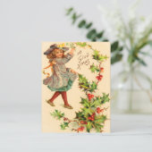 Victoriaans Holly vakantie, kerst Briefkaart (Staand voorkant)