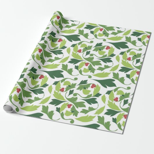 Victoriaans Holly verliet kerstpapier Cadeaupapier (Uitgerold)