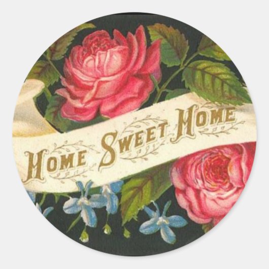 Victoriaans Home Sweet Home-Rozen Ronde Sticker (Voorkant)