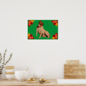Victoriaans hond en bloemen poster (Keuken)